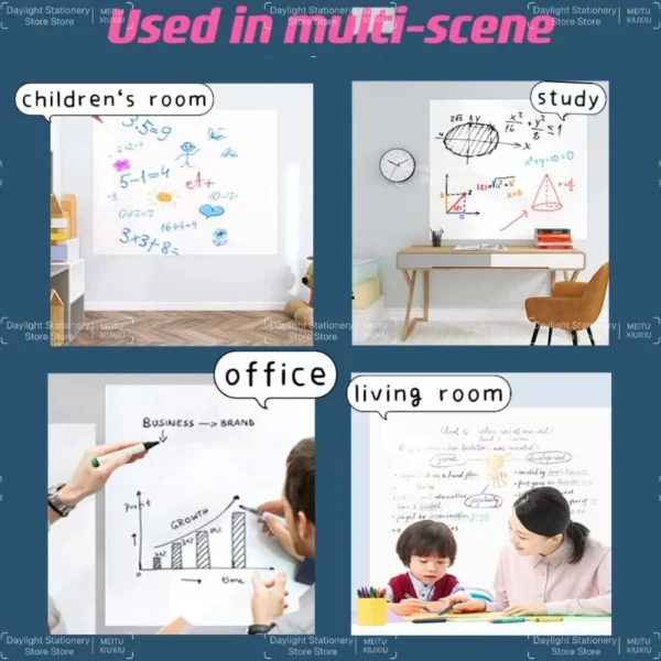 Whiteboard Wall Sticker – Premium Static Cling, Reusable & Easy to Clean | No Wall Damage, Ideal for Home, School, and Office - Image 2