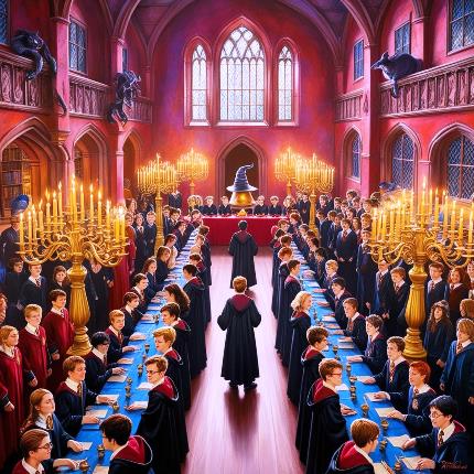 The Sorting Ceremony at Hogwarts castle